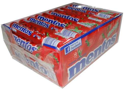 Mentos - Strawberry, by Perfetti Van Melle,  and more Confectionery at The Professors Online Lolly Shop. (Image Number :4533)
