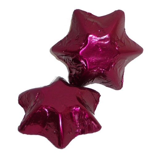 Chocolate Gems - Chocolate Stars - Burgundy Foil, by Chocolate Gems,  and more Confectionery at The Professors Online Lolly Shop. (Image Number :5132)