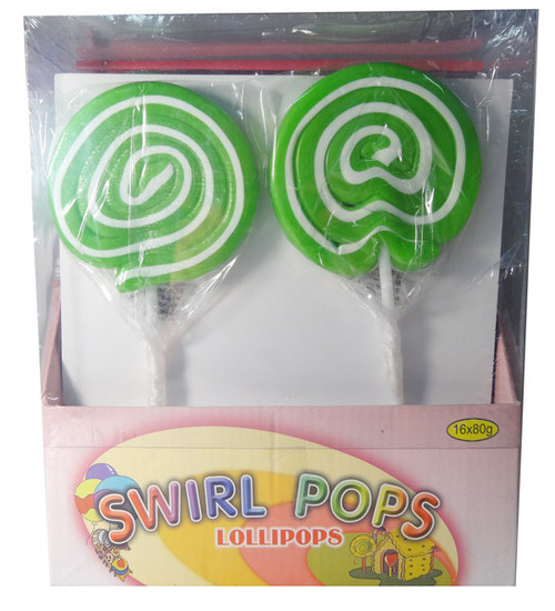 Big Swirl Lollipops - Green and White, by AIT Confectionery,  and more Confectionery at The Professors Online Lolly Shop. (Image Number :5874)