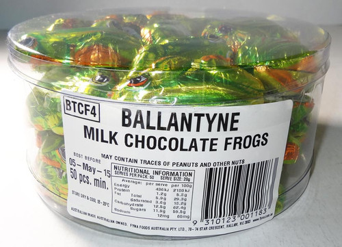 Ballantyne Milk Chocolate Frogs, by Ballantynes,  and more Confectionery at The Professors Online Lolly Shop. (Image Number :5929)