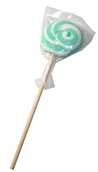 Round Tiffany Blue and White Lollipop, by Designer Candy,  and more Confectionery at The Professors Online Lolly Shop. (Image Number :6115)