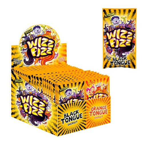 Wizz Fizz - Black & Orange Tongue Sherbet, by Fyna Foods,  and more Confectionery at The Professors Online Lolly Shop. (Image Number :6186)