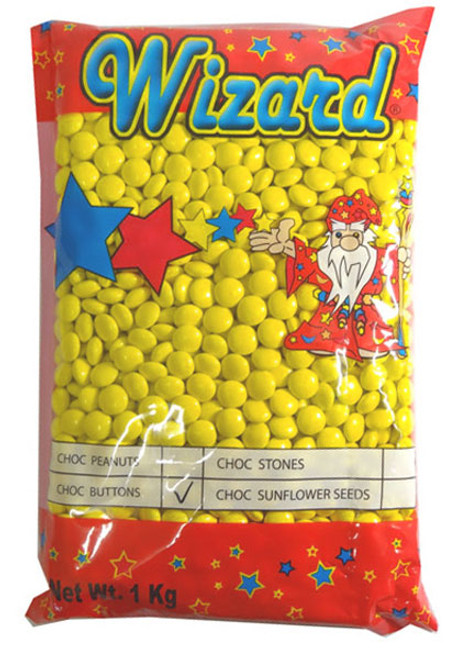 Wizard Choc Buttons - Yellow, by Wizard,  and more Confectionery at The Professors Online Lolly Shop. (Image Number :8192)