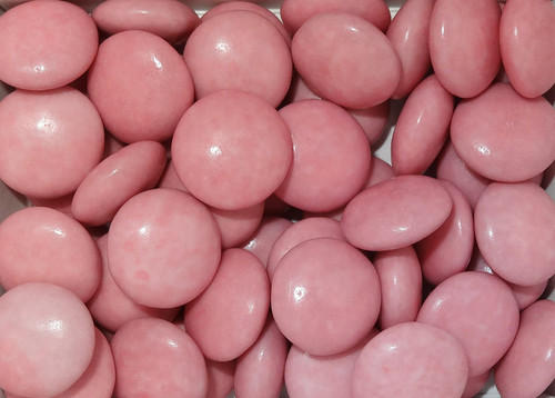 Choc Drops - Light Pink Single Colour Smarties clones, by Confectionery House,  and more Confectionery at The Professors Online Lolly Shop. (Image Number :6655)