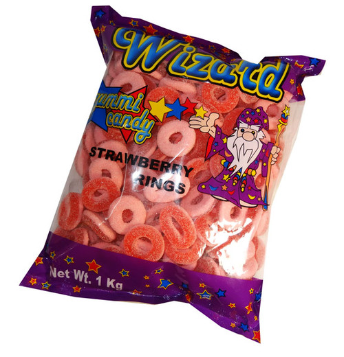 Wizard Strawberry Rings, by Wizard,  and more Confectionery at The Professors Online Lolly Shop. (Image Number :6883)