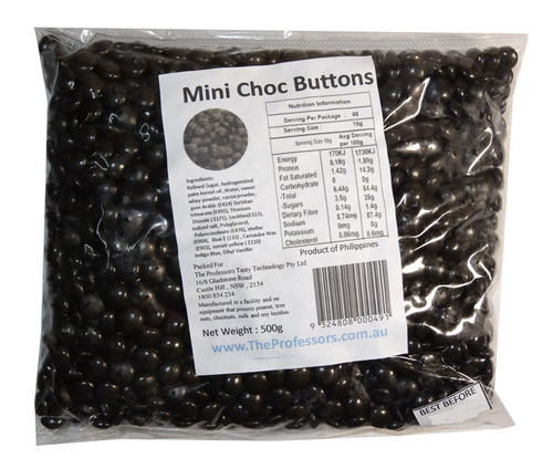 Mini Choc Buttons - Black, by Brisbane Bulk Supplies,  and more Confectionery at The Professors Online Lolly Shop. (Image Number :7335)