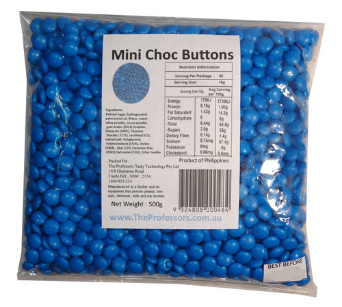 Mini Choc Buttons - Blue, by Brisbane Bulk Supplies,  and more Confectionery at The Professors Online Lolly Shop. (Image Number :7333)