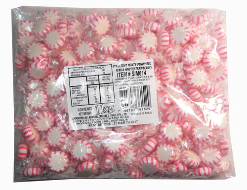 Starlight Pinwheels - Pink and White - Strawberry, by AIT Confectionery,  and more Confectionery at The Professors Online Lolly Shop. (Image Number :7783)