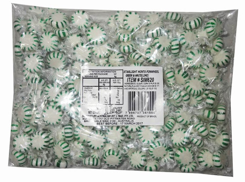 Starlight Pinwheels - Green and White - Lime, by AIT Confectionery,  and more Confectionery at The Professors Online Lolly Shop. (Image Number :7777)