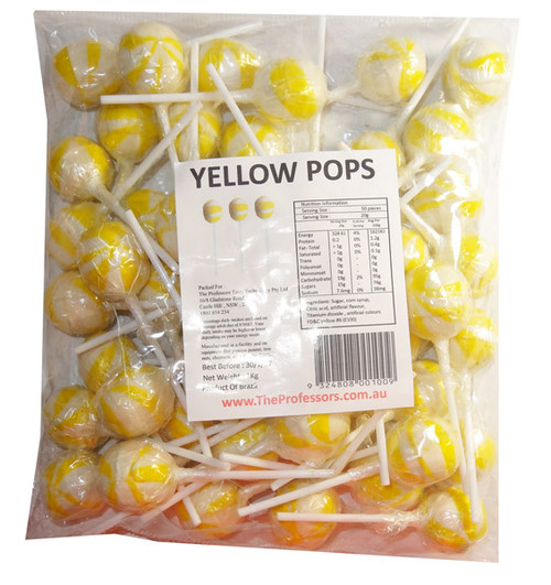 Ball Pops - Yellow, by Brisbane Bulk Supplies,  and more Confectionery at The Professors Online Lolly Shop. (Image Number :7817)