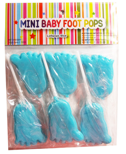 Mini Baby Foot Pops - Blue and more Confectionery at The Professors Online Lolly Shop. (Image Number :7980)