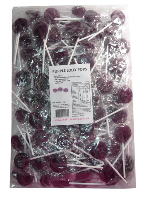 Sweet Treats Flat Pops - Single Colour - Purple, by Brisbane Bulk Supplies,  and more Confectionery at The Professors Online Lolly Shop. (Image Number :7962)