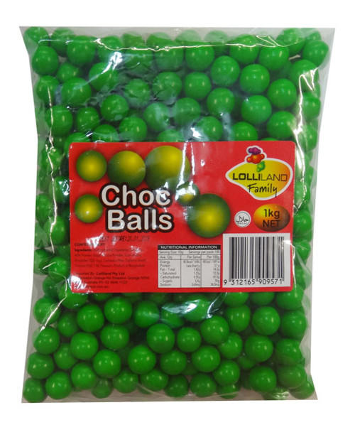 Lolliland Choc Balls - Green, by Lolliland,  and more Confectionery at The Professors Online Lolly Shop. (Image Number :8634)