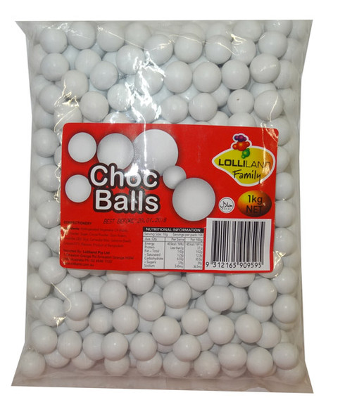 Lolliland Choc Balls - White, by Lolliland,  and more Confectionery at The Professors Online Lolly Shop. (Image Number :8632)