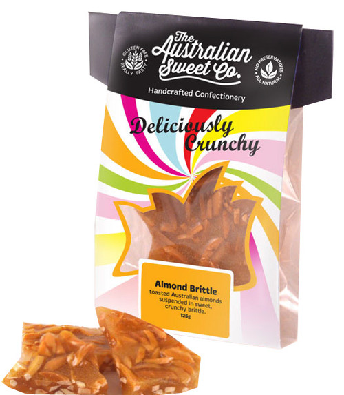 Gourmet Almond Brittle - Card Wrap, by The Australian Sweet Company,  and more Confectionery at The Professors Online Lolly Shop. (Image Number :8720)