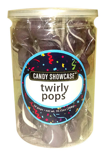 Candy Showcase Twirly Pops - Purple and White, by Lolliland,  and more Confectionery at The Professors Online Lolly Shop. (Image Number :9937)