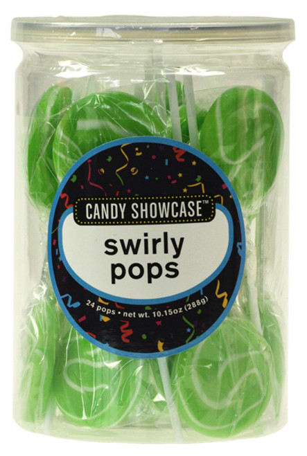 Candy Showcase Swirly Pops - Green and White, by Lolliland,  and more Confectionery at The Professors Online Lolly Shop. (Image Number :8975)