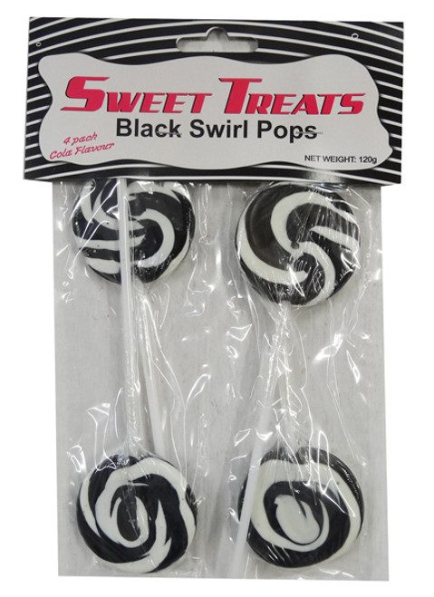 Sweet Treats Bagged Swirl Pops - Black, by Brisbane Bulk Supplies,  and more Confectionery at The Professors Online Lolly Shop. (Image Number :8993)