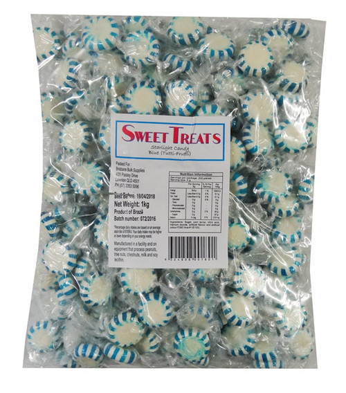 Sweet Treats Starlight Candy - Blue and White -  Tutti-Frutti, by Brisbane Bulk Supplies,  and more Confectionery at The Professors Online Lolly Shop. (Image Number :9070)