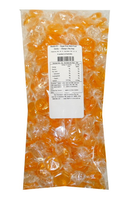Double D - Sugar Free Hard Fruit Candy - Orange, by Double D Confectionery,  and more Confectionery at The Professors Online Lolly Shop. (Image Number :9494)