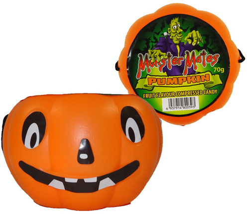 Monster Mates - Single Pumpkin Head  filled with Compressed Candy, by AIT Confectionery,  and more Confectionery at The Professors Online Lolly Shop. (Image Number :9388)