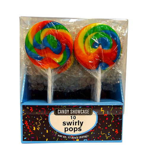 Candy showcase Swirly lollipops  - Rainbow, by Lolliland,  and more Confectionery at The Professors Online Lolly Shop. (Image Number :10395)