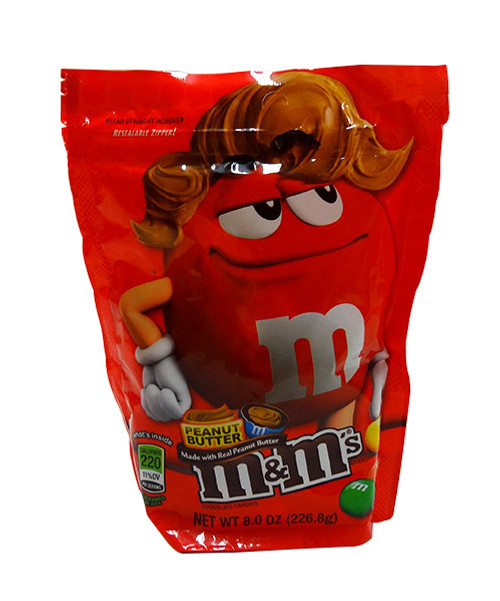 M&M Peanut butter - Resealable Hang Sell Bag, by Mars,  and more Confectionery at The Professors Online Lolly Shop. (Image Number :10138)