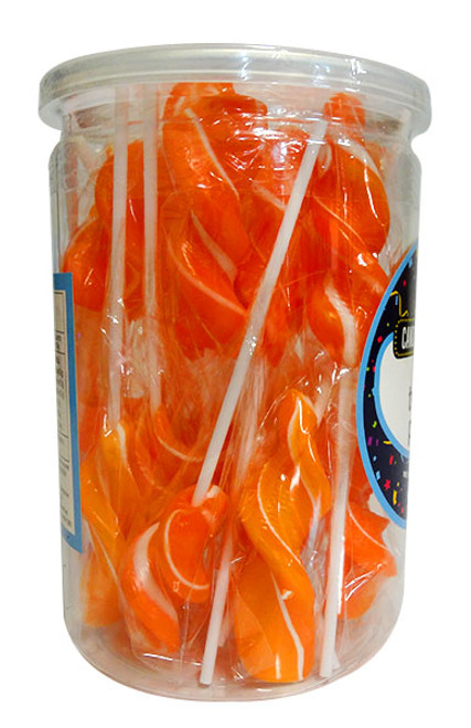Candy Showcase Twirly Pops - Orange, by Lolliland,  and more Confectionery at The Professors Online Lolly Shop. (Image Number :10805)