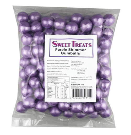 Sweet Treats Shimmer Gumballs Bulk - Purple (1kg bag)