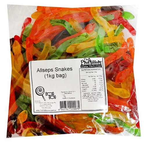 Allseps Snakes, by Allseps,  and more Confectionery at The Professors Online Lolly Shop. (Image Number :12121)