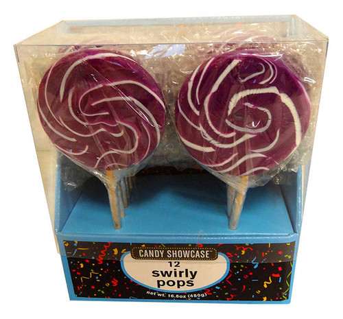 Candy showcase Swirly lollipops  - Purple and White, by Lolliland,  and more Confectionery at The Professors Online Lolly Shop. (Image Number :13806)