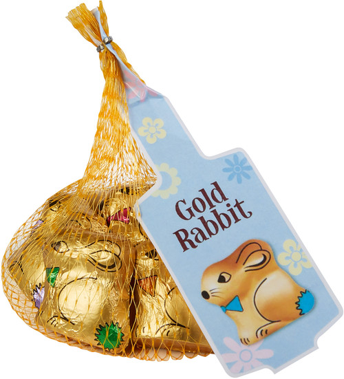Gold Easter Bunny s Net - Milk Chocolate and more Confectionery at The Professors Online Lolly Shop. (Image Number :14946)