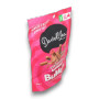 Darrell Lea Milk Chocolate Raspberry Bullets pouch with swirl design and chocolate splash, available at The Professors.