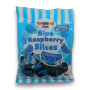 Vidal Chunky Funkeez Blue Raspberry Slices 140g bag featuring jelly wedge-shaped lollies, available at The Professors Online Lolly Shop.