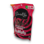 Darrell Lea Dark Chocolate Raspberry Bullets pouch with palm oil free label, available at The Professors Online Lolly Shop.