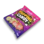 Angled right view of Lolliland Popping Candy bag with strawberry, grape, apple and watermelon sachets inside