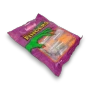 Angled left view of Lolliland Witch and Zombie Finger Lollipops bag with orange and green novelty lollies