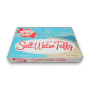 Front view of Taffy Town Boardwalk gourmet salt water taffy 340g gift box, available at The Professors Online Lolly Shop.