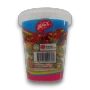 Rear view of Juicy Jelly Wacky Clusters Tutti Frutti 150g tub showing product information and barcode, available at The Professors