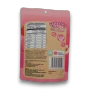 Juicy Jelly Magic Cubes Peach & Strawberry 120g bag showing product details, available at The Professors Online Lolly Shop.