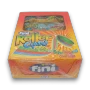 Front view of Fini Roller Fizz Crazy display box with 16 individually wrapped 80g rainbow fizzy candy belt packs.