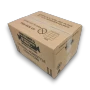 Left angled view of The Confectionery House Milk Choc Honeycomb bulk 8kg box with storage instructions shown.
