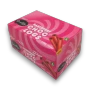 Right angled view of Darrell Lea Raspberry Choc Logs display box with ten 110g packs, from The Professors.
