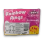 Lolliland Rainbow Rings 1kg bag nutrition and product label confirming the colourful gummies are gluten free.