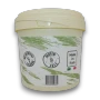 Rear view of Pistachio Papi Smooth Pistachio Spread 5kg tub showing gluten-free and made-in-Italy markings.