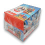 Kinder Surprise 24 x 20g bulk display box angled side view showing chocolate eggs inside, available at The Professors Online Lolly Shop.