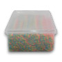 TNT Sour Straps Multi-Colour Tub Packaging, rainbow sour straps in a sturdy container, perfect for Christmas, parties, and more.