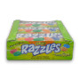 Razzles Sour 40g packet showcasing its vibrant flavours and sour candy-to-gum transformation, available at The Professors.