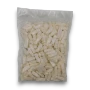 Cadbury Fresha Milk Bottles 1kg bag rear view showing white bottle-shaped chewy lollies in clear packaging