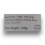 Ingredients and nutrition panel for Sweet Treats Green Apple Candy Poles 540g jar sold by The Professors Online Lolly Shop.